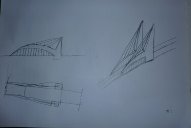 Disegno intitolato "pont 2" da Ludovic Grumel, Opera d'arte originale, Matita