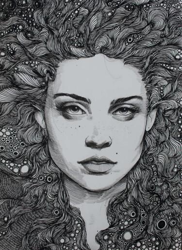 Desenho intitulada "Ange radical" por Louison Labeau, Obras de arte originais, Tinta