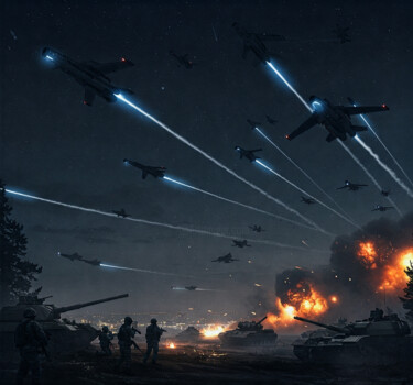 제목이 "NIGHT ATTACK : OPER…"인 디지털 아트 Mahesh Tolani로, 원작, 디지털 페인팅