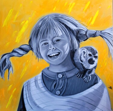 "Pippi Langkous" başlıklı Tablo Jan-Albert Ernsten tarafından, Orijinal sanat, Petrol Ahşap Sedye çerçevesi üzerine monte ed…