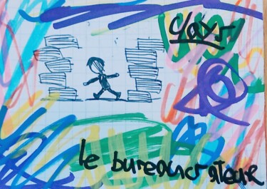 Desenho intitulada "Le Bureaucrateur" por Clays, Obras de arte originais, Caneta de gel