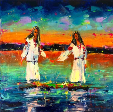 the holiday of Ivan Kupala Картина под названием "the holiday of Ivan…" - Andriy Izhak, Подлинное произведение искусства, Акрил Установлен на Деревянна…