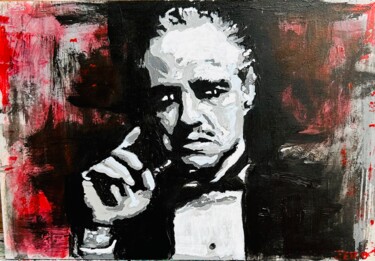 Pintura titulada "Vito Corleone" por Jeronimo Diaz Sanchez, Obra de arte original, Acrílico Montado en Panel de madera