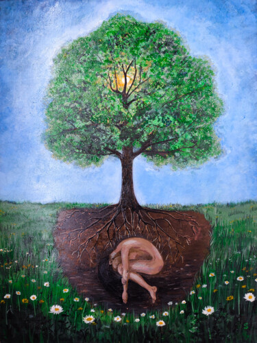 Reincarnation - tree of life Schilderij getiteld "Reincarnation - tre…" door Simona Zorina, Origineel Kunstwerk, Acryl