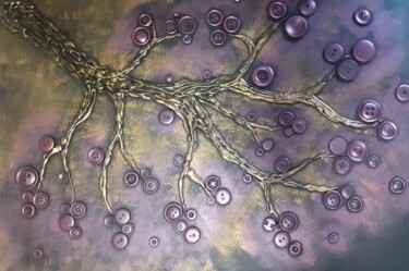 Painting titled "Golden Branch" by Ed Gilben, Original Artwork, Acrylic Mounted on Wood Stretcher frame