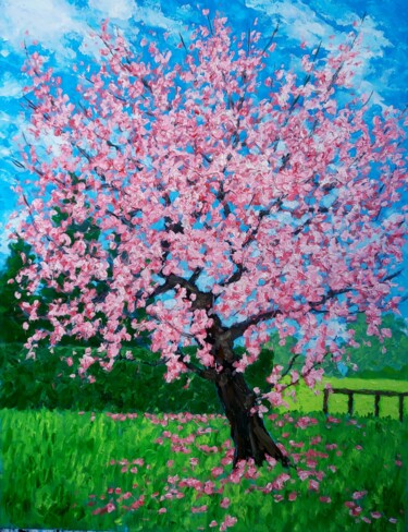 Painting titled "Blossom #40" by Colin Ross Jack, Original Artwork, Oil Mounted on Wood Stretcher frame