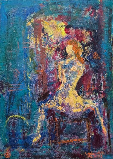 Pittura intitolato "Silence in a Though…" da Condrache, Opera d'arte originale, Olio Montato su Telaio per barella in legno