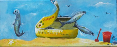 绘画 标题为“Des sardines à la p…” 由Jacqueline Clermont (Jbc35), 原创艺术品, 丙烯 安装在木质担架架上