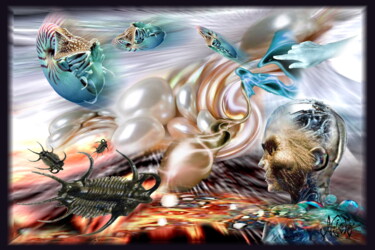 Digitale Kunst getiteld "L'esprit meut la ma…" door Jean Louis Nardone, Origineel Kunstwerk, 2D Digital Work Gemonteerd op A…