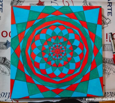 绘画 标题为“Mandala 225” 由Orvant, 原创艺术品, 标记 安装在木质担架架上