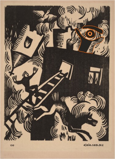 Arte digitale intitolato "burning eye" da Ojolo - Abel García, Opera d'arte originale, Pittura digitale