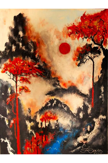 Painting titled "Equatorial mountain…" by Romeo Dobrota, Original Artwork, Acrylic
