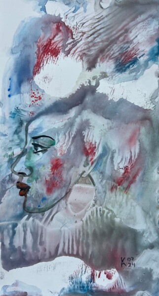 Woman of winter beauty Pittura intitolato "Woman of winter bea…" da Katerina Anchugova, Opera d'arte originale, Acquarello