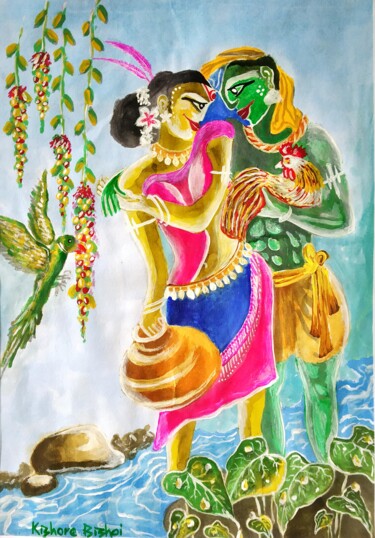 Abimanini 2 Schilderij getiteld "Abimanini 2" door Kishore Bishoi, Origineel Kunstwerk, Acryl