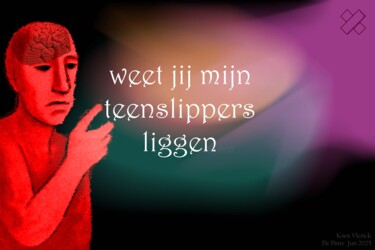 weet jij mijn teenslippers liggen Arte digitale intitolato "weet jij mijn teens…" da Koen Vlerick, Opera d'arte originale, Lavoro digitale 2D