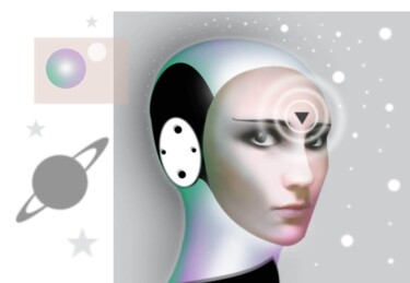「Astronauta face」というタイトルのデジタルアーツ O. Soniartによって, オリジナルのアートワーク, 写真モンタージュ