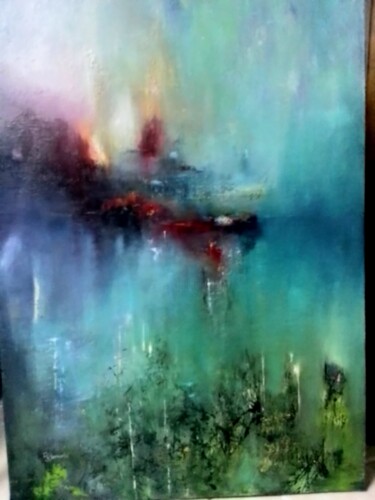 Schilderij getiteld "Atmosphère onirique" door Annie Bonvarlet, Origineel Kunstwerk, Olie Gemonteerd op Frame voor houten br…
