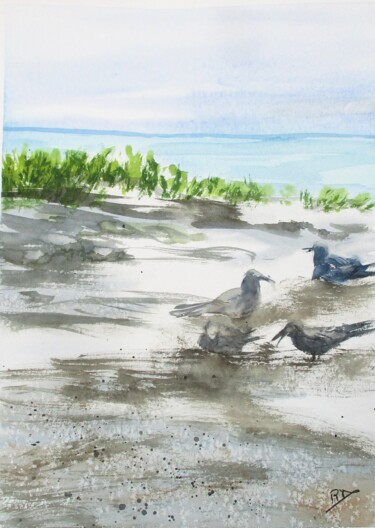 Schilderij getiteld "Discussion" door Navema, Origineel Kunstwerk, Aquarel