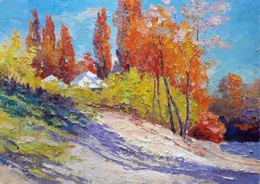 Painting titled "Sand hill" by Boris Serdyuk, Original Artwork, Oil Mounted on Wood Stretcher frame