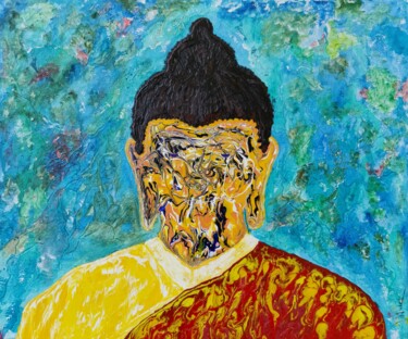 Painting titled "Shakyamuni" by Laurent Mulot, Original Artwork, Acrylic Mounted on Wood Stretcher frame