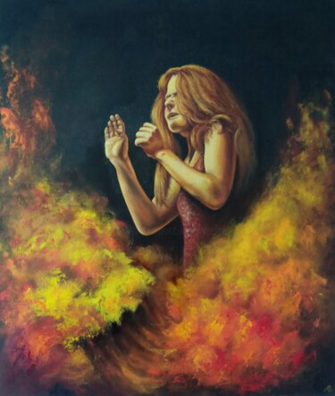 From the World Music. Janis Joplin. Schilderij getiteld "From the World Musi…" door Vladimir Abaimov, Origineel Kunstwerk, Olie