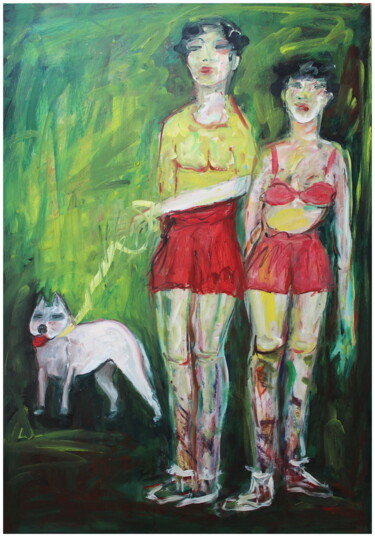 Pittura intitolato "Les joggeuses" da Victorine Follana, Opera d'arte originale, Acrilico