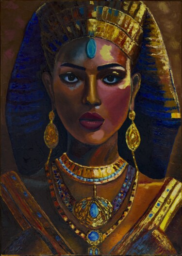 绘画 标题为“Egyptin queen” 由Marina Shvartckopf, 原创艺术品, 油 安装在木质担架架上