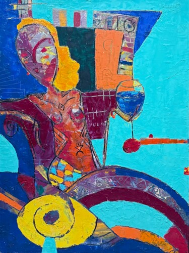 Wine of the Mind’s Color "Wine of the Mind’s…" başlıklı Tablo Condrache tarafından, Orijinal sanat, Petrol Ahşap Sedye çerçevesi üzerine monte edilmiş