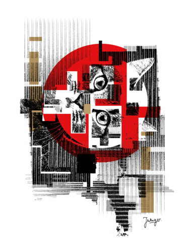 Digitale Kunst getiteld "Portrait de chat" door Joelle Wenger, Origineel Kunstwerk, 2D Digital Work