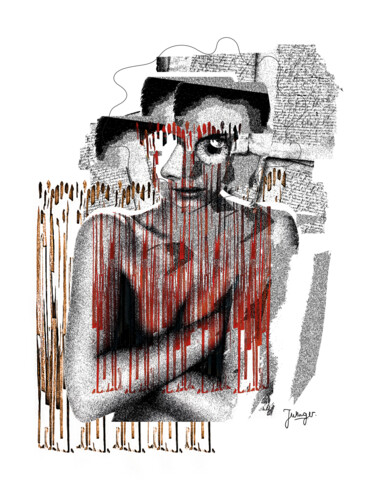 Portrait de femme 数字艺术 标题为“Portrait de femme” 由Joelle Wenger, 原创艺术品, 2D数字工作