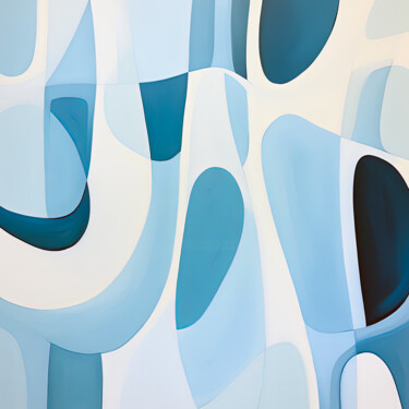 ABSTRACT PAINTING OF ORGANIC FORMS IN A COOL PALETTE OF BLUE Artes digitais intitulada "ABSTRACT PAINTING O…" por Alena Shnaider, Obras de arte originais, Pintura digital