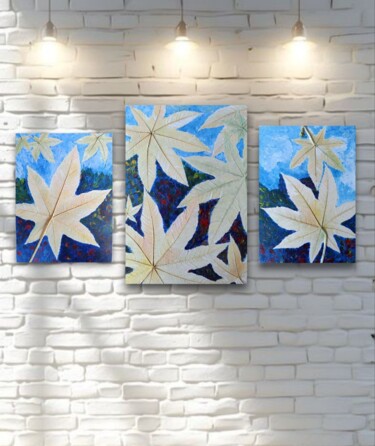 "Luminous Foliage" – Botanical Abstract Triptych 제목이 ""Luminous Foliage"…"인 조형물 Alena Panchenia (Елена Панченя)로, 원작, 회 반죽