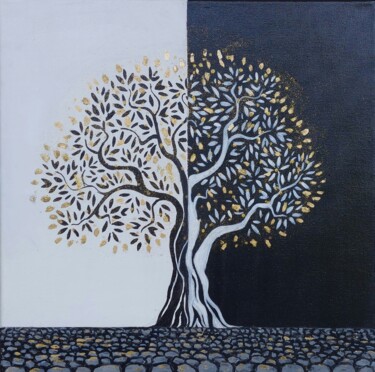 Lebensbaum der Balance Painting titled "Lebensbaum der Bala…" by Irene Mitawski, Original Artwork, Acrylic Mounted on Wood Stretcher frame