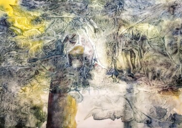 Painting titled "Bos fantasie." by Jozef Peeraer, Original Artwork, Watercolor