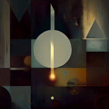 Eclipse pt. 1” – Geometric Abstraction in Shadow & Light Digitale Kunst getiteld "Eclipse pt. 1” – Ge…" door Andtpj, Origineel Kunstwerk, AI gegenereerde afbeelding