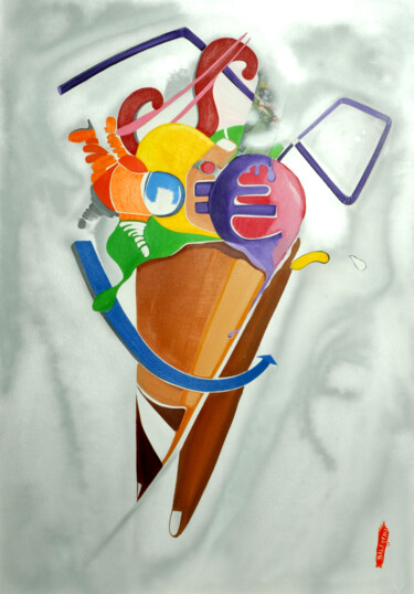 Malerei mit dem Titel "ICE CRÉÂMES BUSINESS" von Christophe Balezeau, Original-Kunstwerk, Acryl