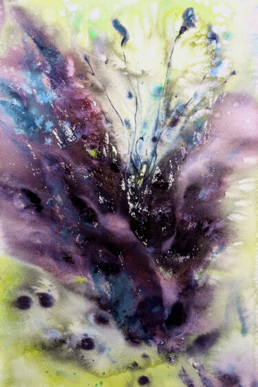 绘画 标题为“Flower in a dream” 由Elena Krivoruchenko, 原创艺术品, 水彩