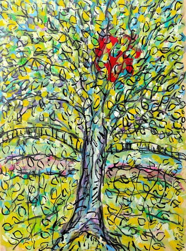 Pittura intitolato "Arbre rideau" da Jean Mirre, Opera d'arte originale, Olio