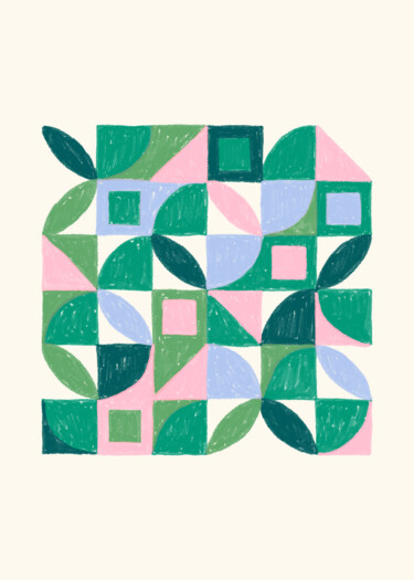 数字艺术 标题为“Geometric Harmony -…” 由春宇 关, 原创艺术品, AI生成的图像 安装在纸板上