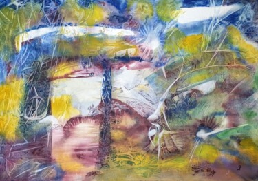 Pintura intitulada "De poort naar je fa…" por Jozef Peeraer, Obras de arte originais, Aquarela