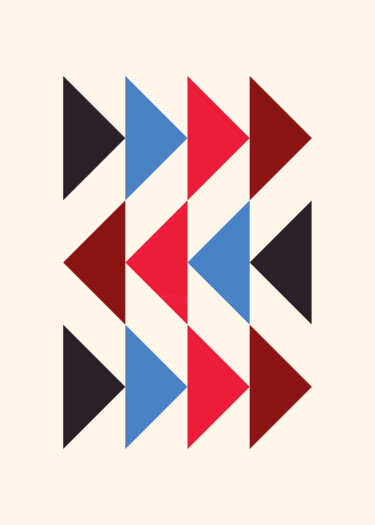 Digitale Kunst getiteld "Geometric Harmony T…" door Chun Yu Guan, Origineel Kunstwerk, AI gegenereerde afbeelding Gemonteerd…
