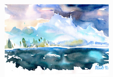 Pittura intitolato "Study. Natural land…" da Oleksandr Desiat, Opera d'arte originale, Acquarello