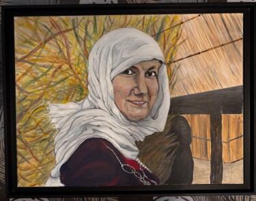 Painting titled "CHEVRIERE DU DESERT" by Jean Pierre Fetis, Original Artwork, Acrylic Mounted on Wood Stretcher frame