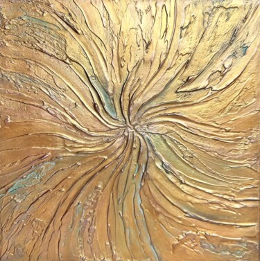 Energy Flow — Textured Metallic Abstract Malerei mit dem Titel "Energy Flow — Textu…" von Yuliya Samoilava (JuliettaArt), Original-Kunstwerk, Acryl Auf Keilrahmen au…
