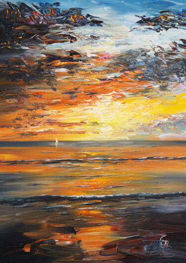 Romantic Seaside Sailing M 1 Ζωγραφική με τίτλο "Romantic Seaside Sa…" από Peter Nottrott, Αυθεντικά έργα τέχνης, Ακρυλικό
