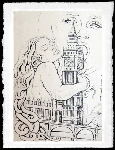 Drawing titled ""London seducen I"." by Angel Rengell, Original Artwork, Ink