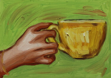 绘画 标题为“Cup of tea” 由Raphaëlle Dubrulle, 原创艺术品, 油 安装在玻璃上