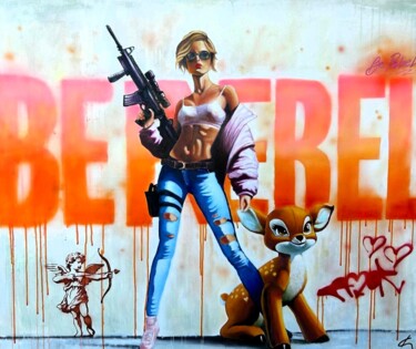 "BE REBEL" başlıklı Tablo Fabrizio Ceccarelli tarafından, Orijinal sanat, Petrol