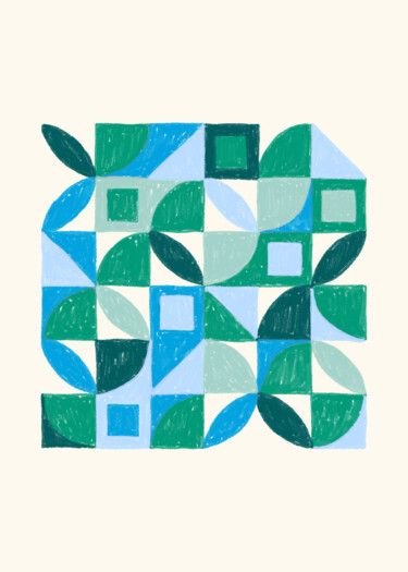 数字艺术 标题为“Geometric Harmony -…” 由春宇 关, 原创艺术品, AI生成的图像 安装在纸板上