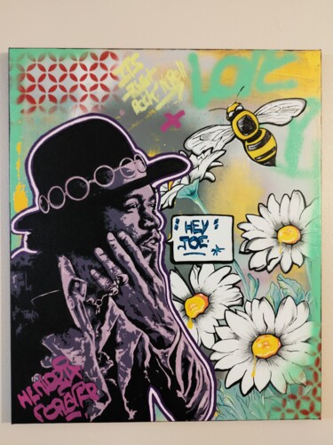 Schilderij getiteld "The eye's and flowe…" door Romuald Meriaux, Origineel Kunstwerk, Acryl Gemonteerd op Frame voor houten…